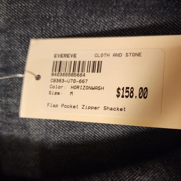 Evereve cloth & stone Flap Pocket Zipper Shacket In Horizonwash Medium - Picture 6 of 12